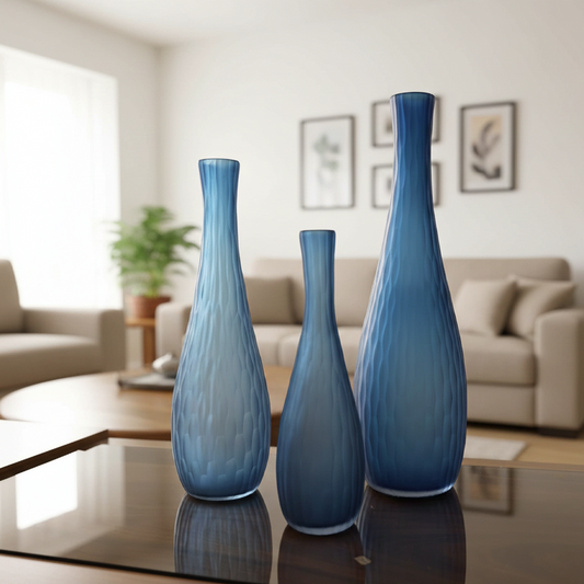 Trio en verre bleu
