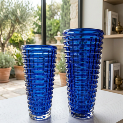 Vase ovale Baccarat bleu 361-26